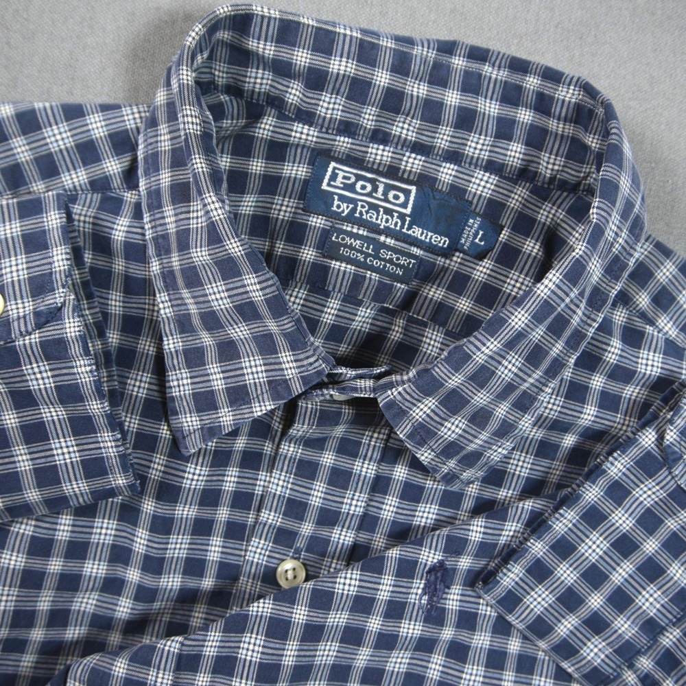 VTG 90s Polo Ralph Lauren Lowell Sport Plaid Men Shirt L Cabin Coastal Academia